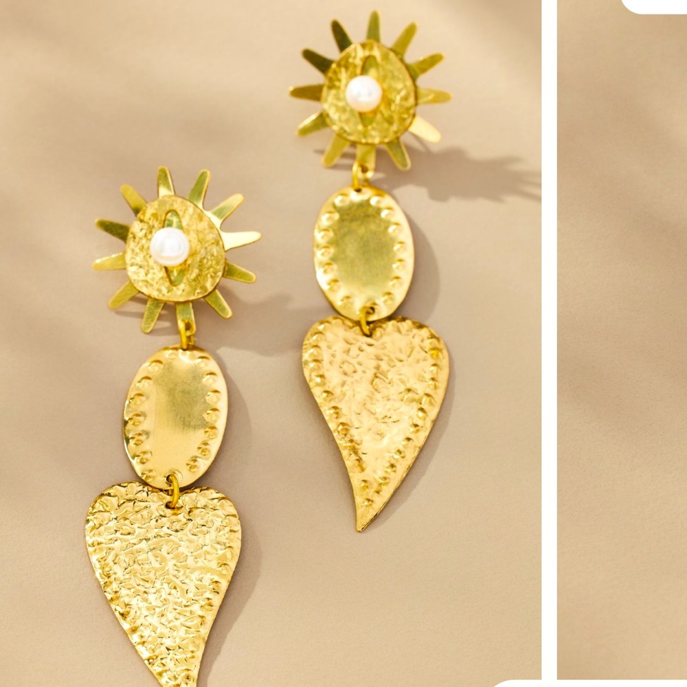 NWT Icon sun heart pearl drop earrings